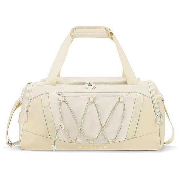Gym Bag for Women Carry On Tote Weekender Overnight Bag Large Capacity Beige